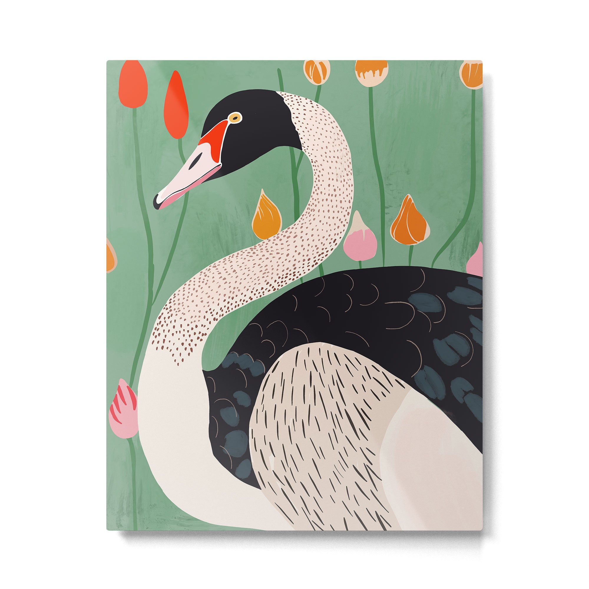 Swan in Flowers Metal Print Gallery Image 4