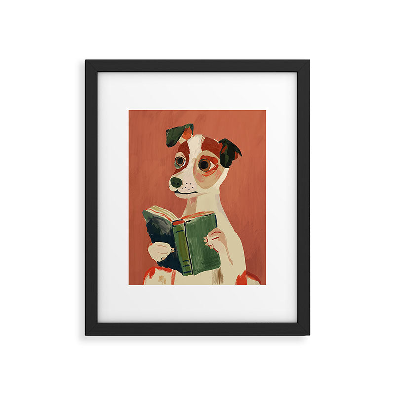 The Bookish Dog Framed Art Print