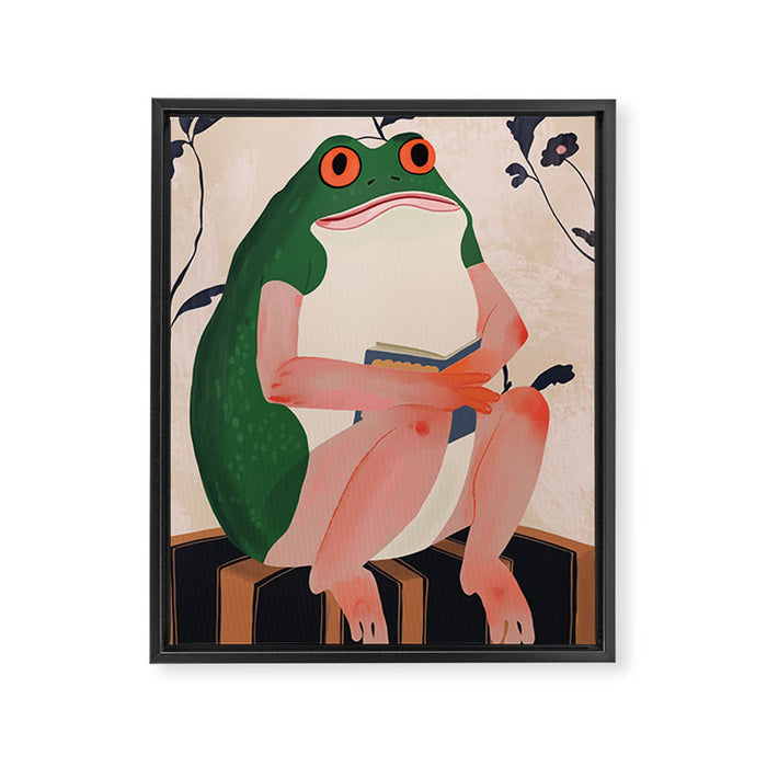 The Bookish Frog Framed Canvas Print Gallery Image 1