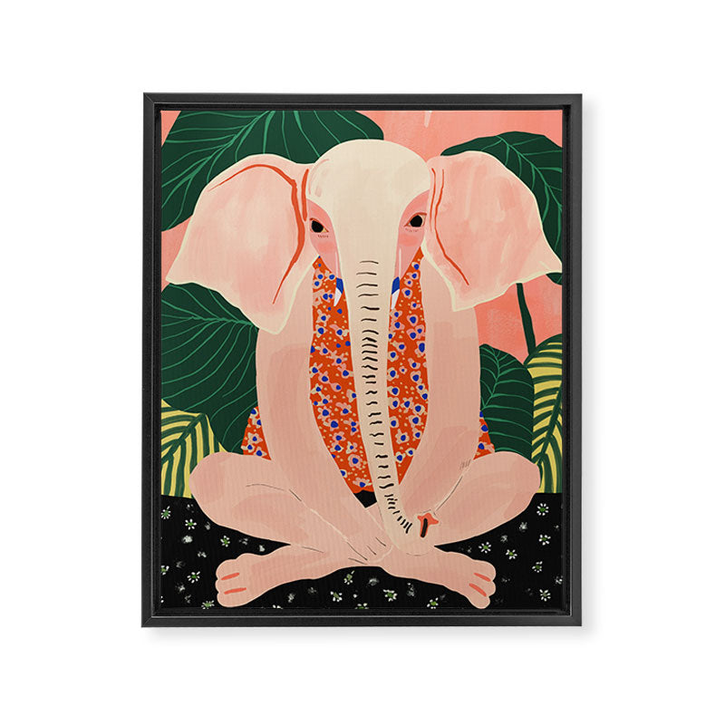 Yoga Meditating Elephant Framed Canvas Print Gallery Image 6
