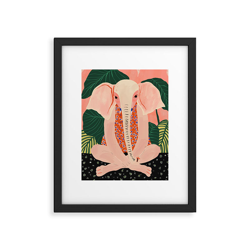 Yoga Meditating Elephant Framed Art Print Gallery Image 5