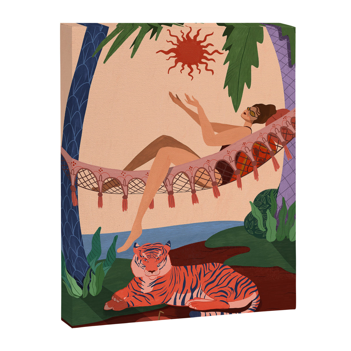 At the Beach with my Tiger Canvas Print Gallery Image 6