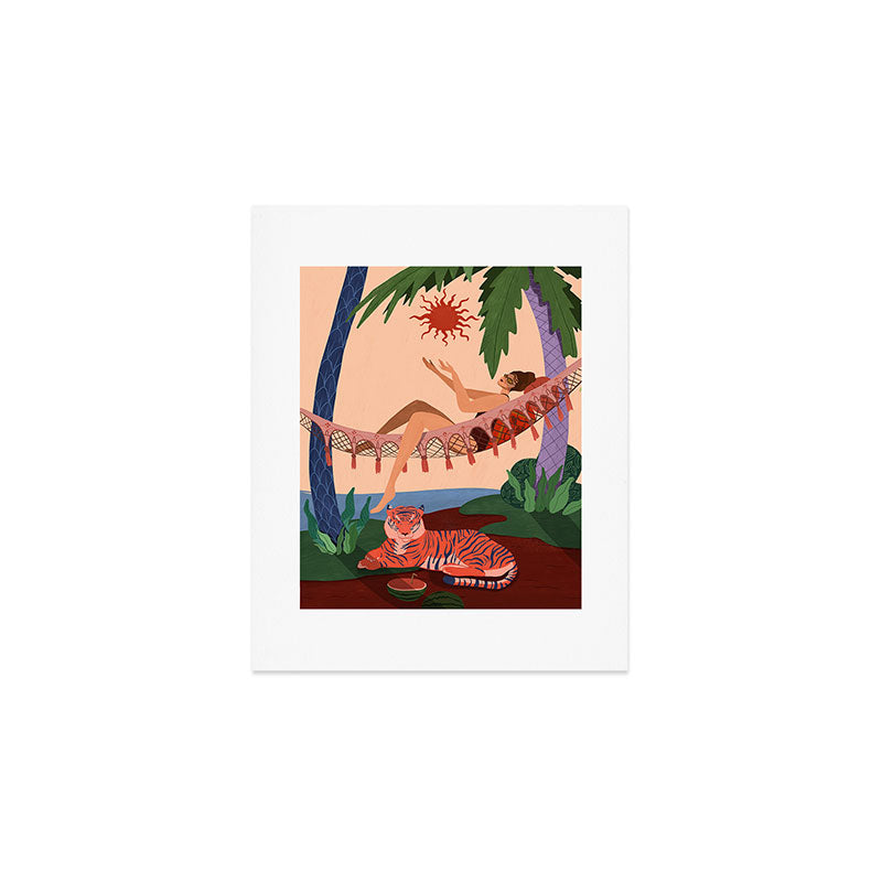 At the Beach with my Tiger Art Print Gallery Image 1