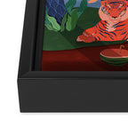 At the Beach with my Tiger Framed Canvas Print Gallery Image 3