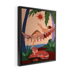 At the Beach with my Tiger Framed Canvas Print Gallery Image 2