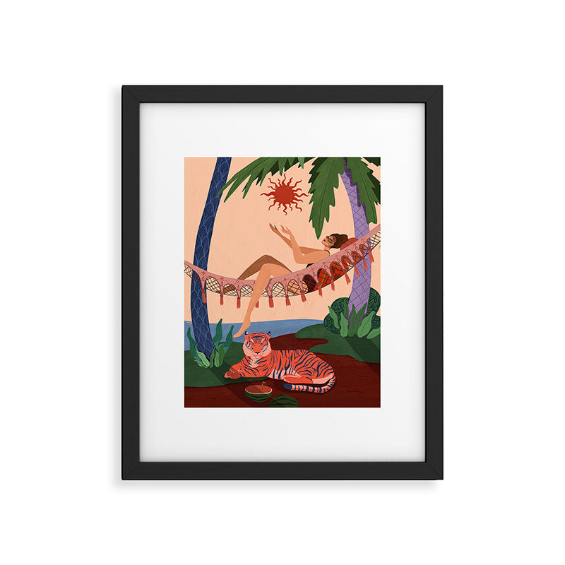 At the Beach with my Tiger Framed Art Print Gallery Image 5