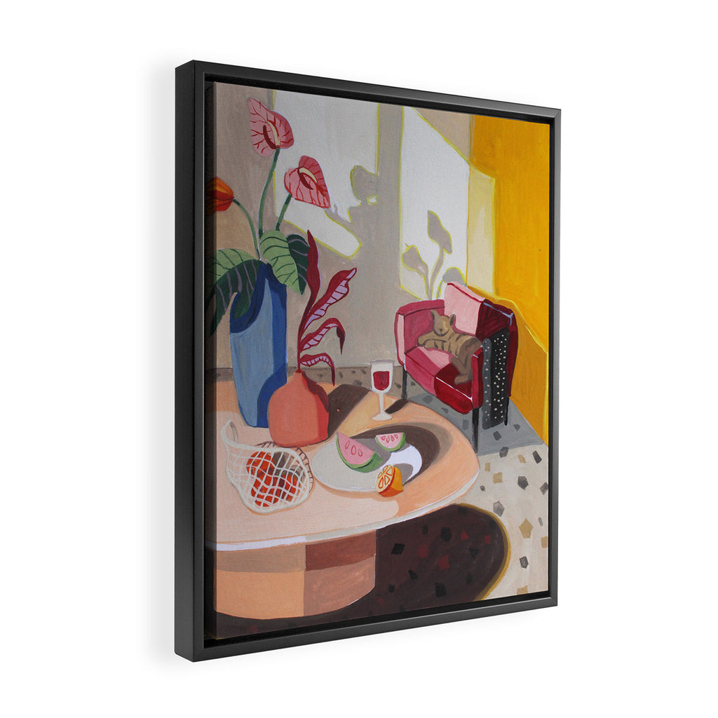 Cat in the Living Room Framed Canvas Print Gallery Image 2