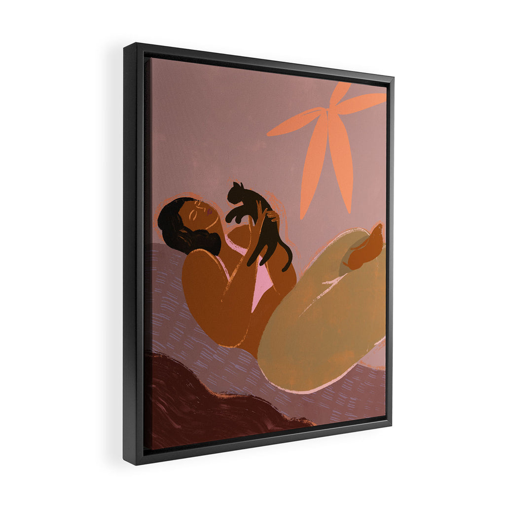 Cat Lady Framed Canvas Print Gallery Image 2