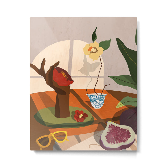 Figs and Camelia Metal Print Gallery Image 1