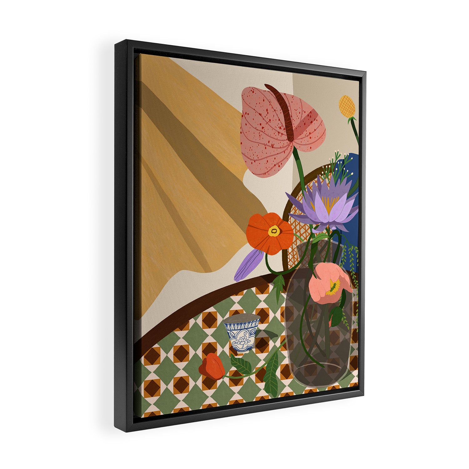 Flowers on the Dining Table. Framed Canvas Print Gallery Image 2