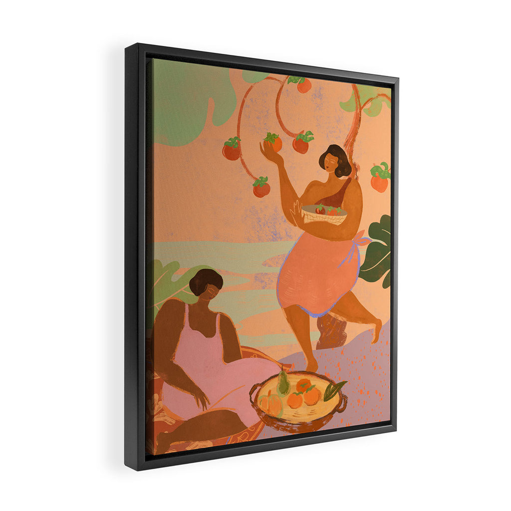 Persimmons in Autumn Framed Canvas Print Gallery Image 2