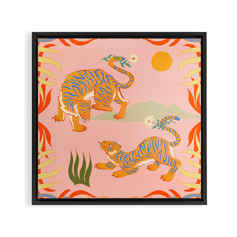 Rawring Playmates Framed Canvas Print Gallery Image 3