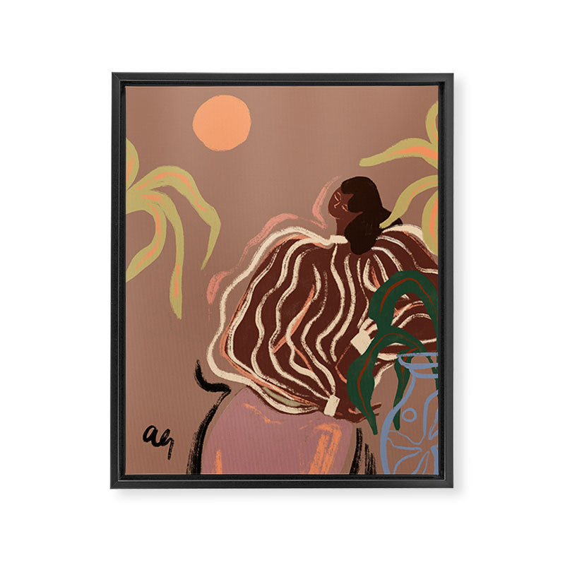 Stillness, Inspired by PANTONE 17 1230 Mocha Mousse Framed Canvas Print Gallery Image 6