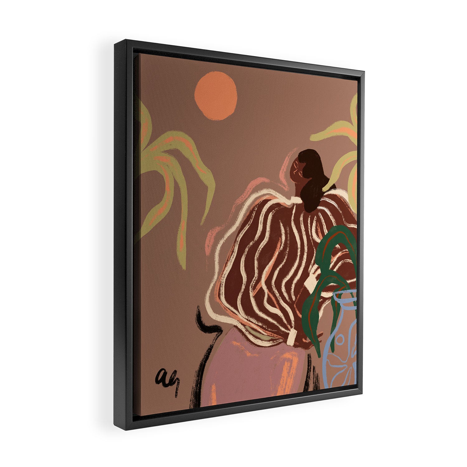 Stillness, Inspired by PANTONE 17 1230 Mocha Mousse Framed Canvas Print Gallery Image 2