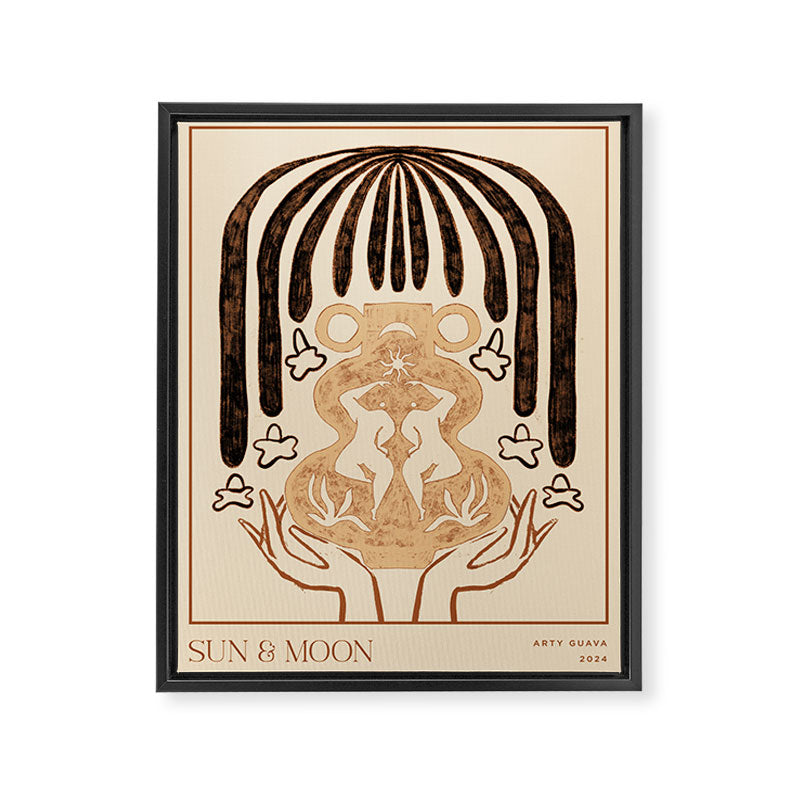 Sun And Moon Line Art Framed Canvas Print Gallery Image 6