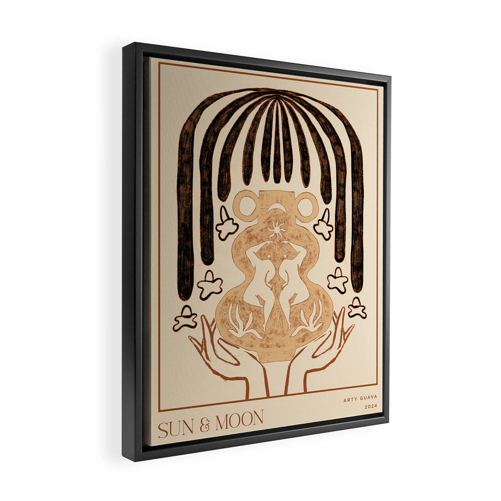 Sun And Moon Line Art Framed Canvas Print Gallery Image 2