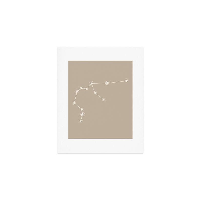 Aquarius Zodiac Star Constellation Line Art Beige Art Print Gallery Image 1