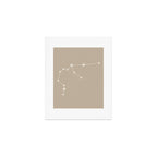 Aquarius Zodiac Star Constellation Line Art Beige Art Print Gallery Image 1