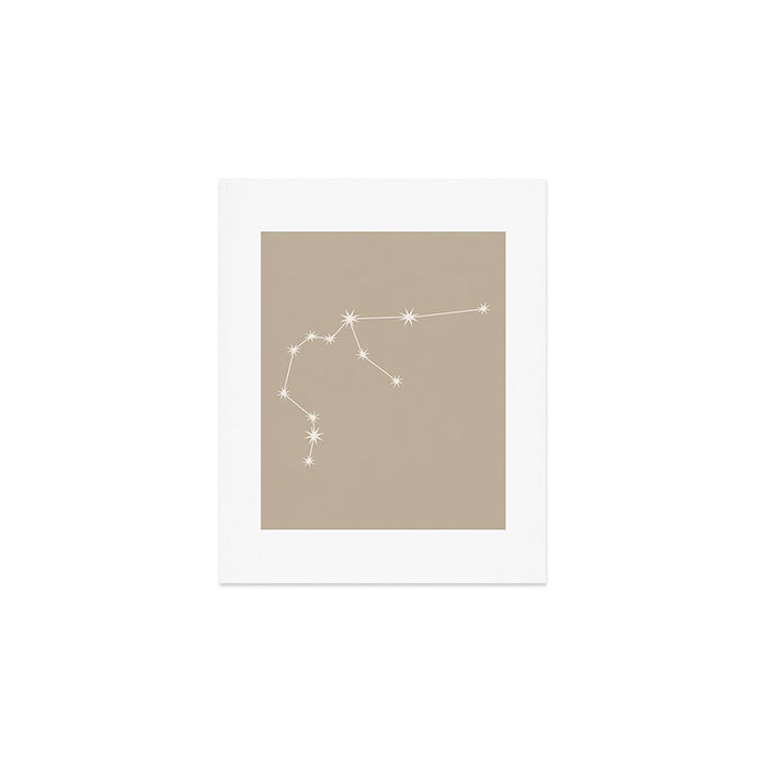 Aquarius Zodiac Star Constellation Line Art Beige Art Print Gallery Image 1