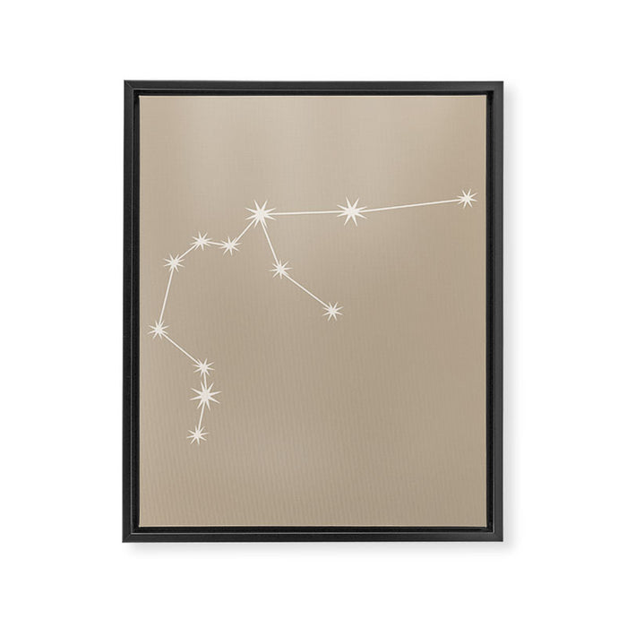 Aquarius Zodiac Star Constellation Line Art Beige Framed Canvas Print Gallery Image 1