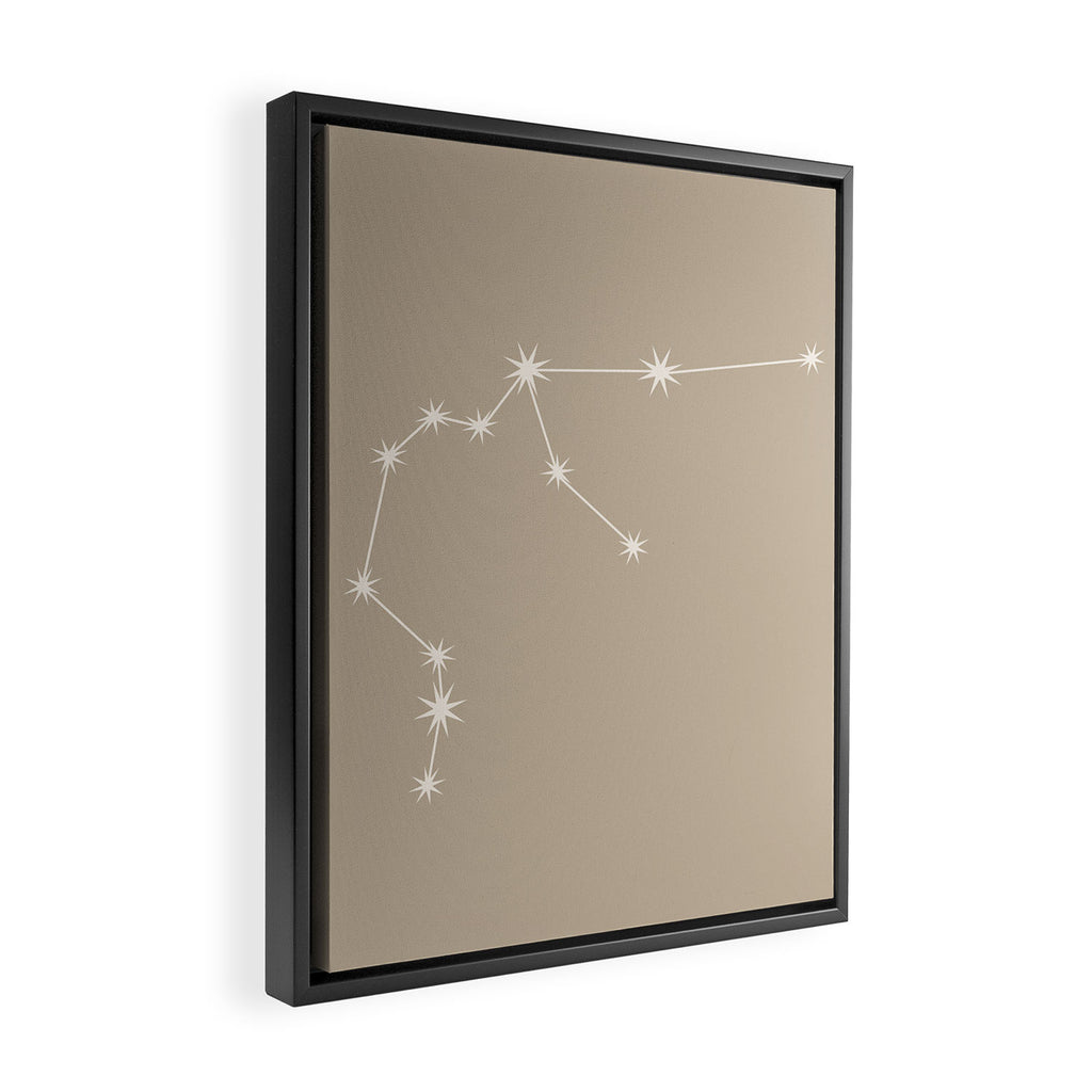 Aquarius Zodiac Star Constellation Line Art Beige Framed Canvas Print Gallery Image 2