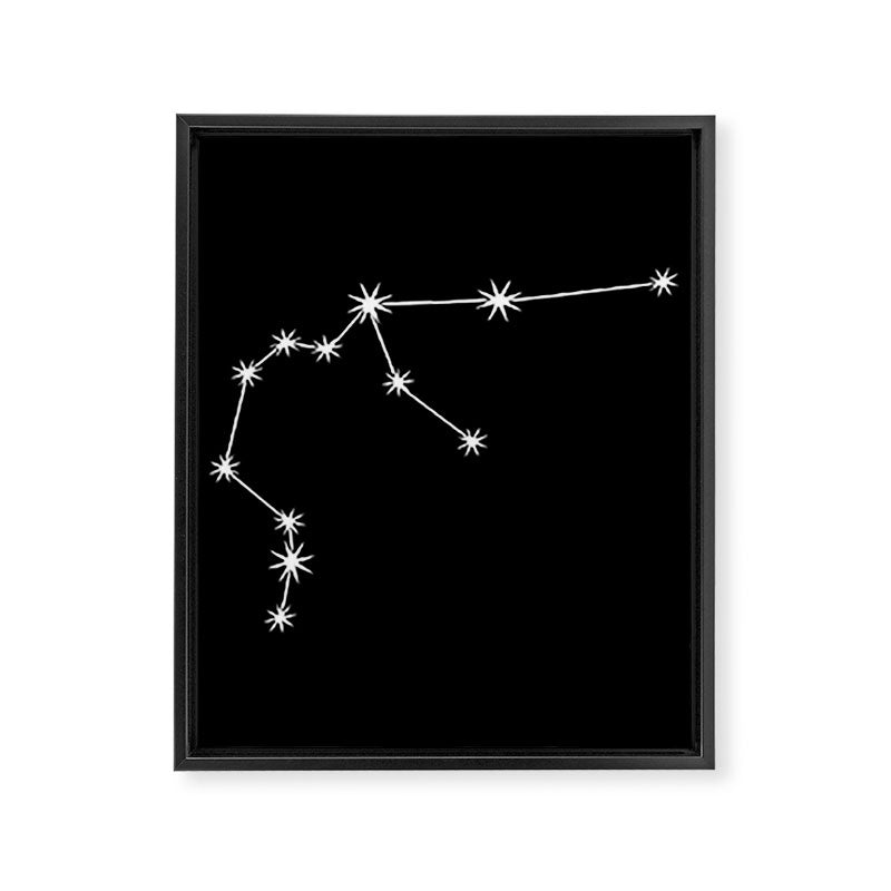 Aquarius Zodiac Star Constellation Line Art Black Framed Canvas Print Gallery Image 8