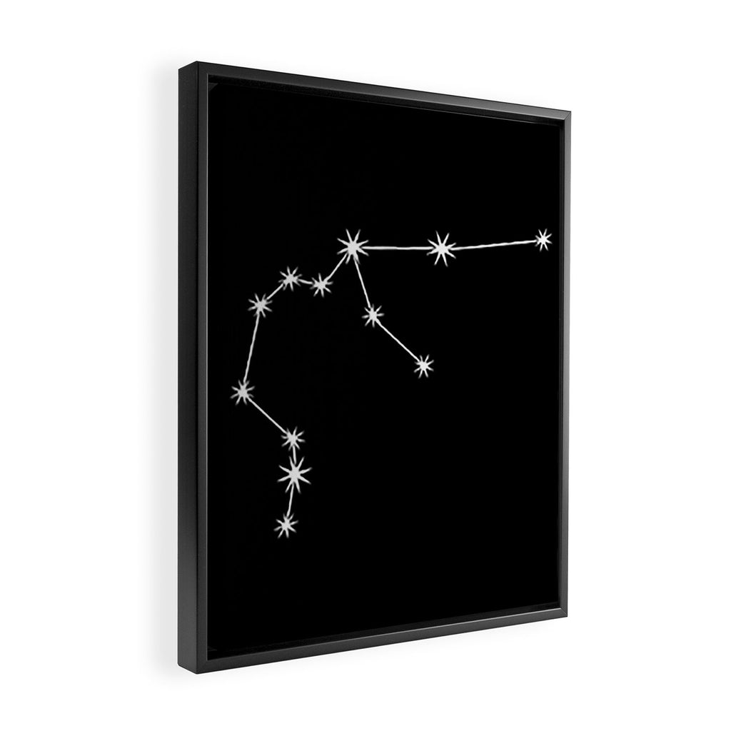Aquarius Zodiac Star Constellation Line Art Black Framed Canvas Print Gallery Image 2