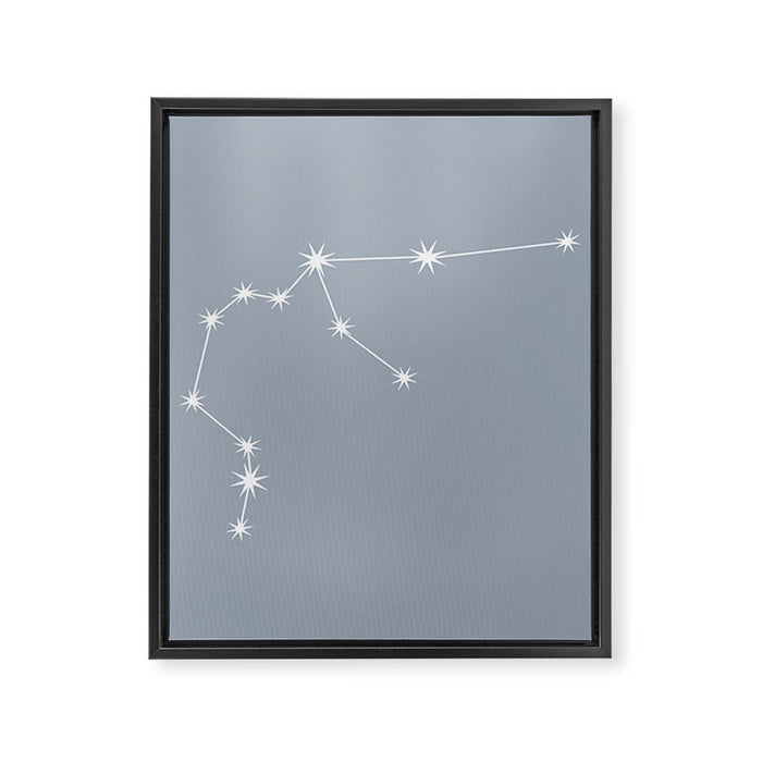 Aquarius Zodiac Star Constellation Line Art Blue Grey Framed Canvas Print Gallery Image 1