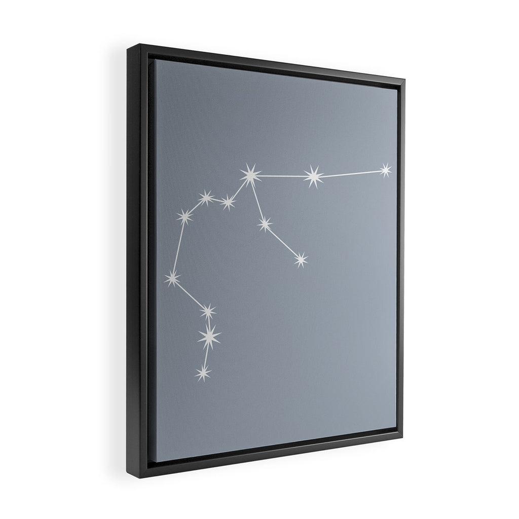 Aquarius Zodiac Star Constellation Line Art Blue Grey Framed Canvas Print Gallery Image 2