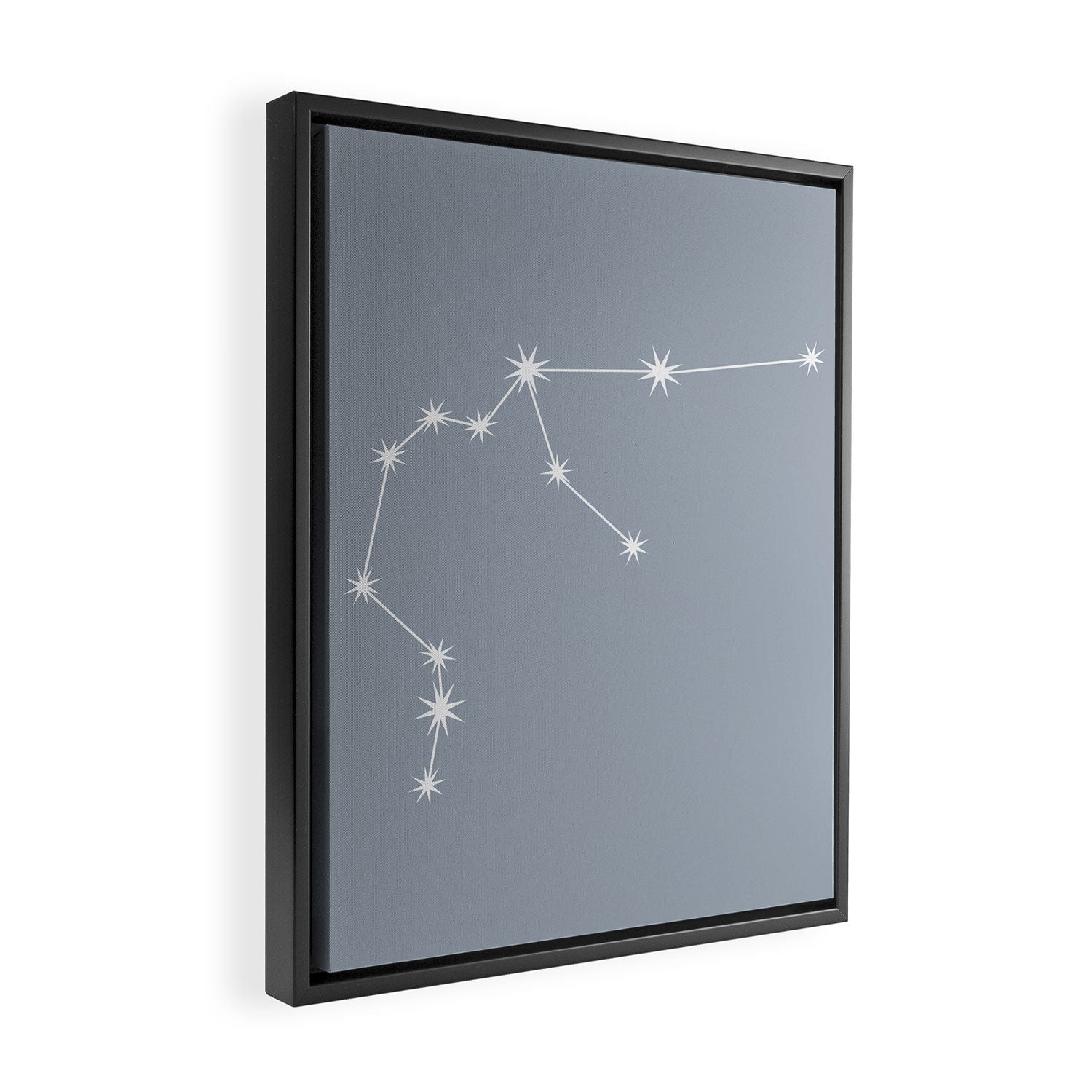 Aquarius Zodiac Star Constellation Line Art Blue Grey Framed Canvas Print Gallery Image 2
