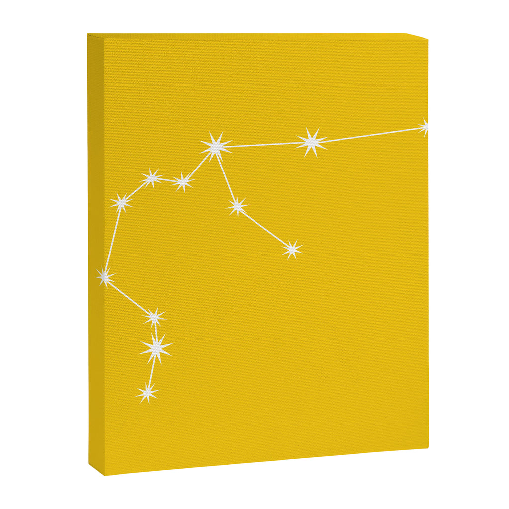 Aquarius Zodiac Star Constellation Line Art Bright Yellow Canvas Print Gallery Image 8