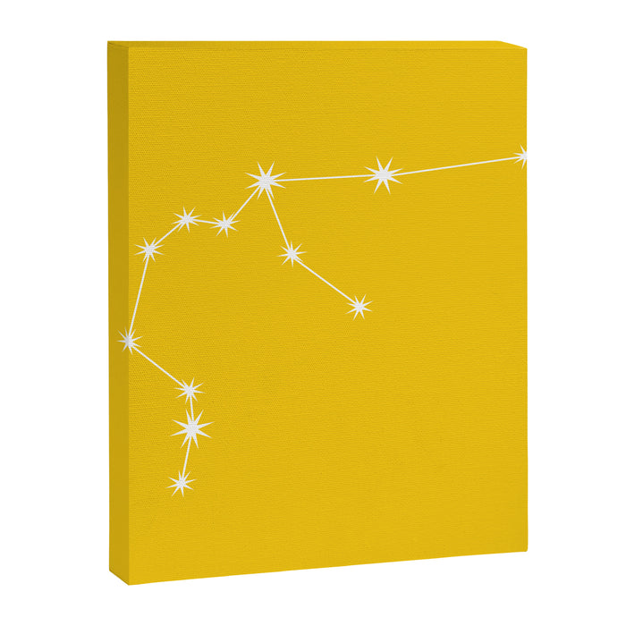 Aquarius Zodiac Star Constellation Line Art Bright Yellow Canvas Print Gallery Image 1