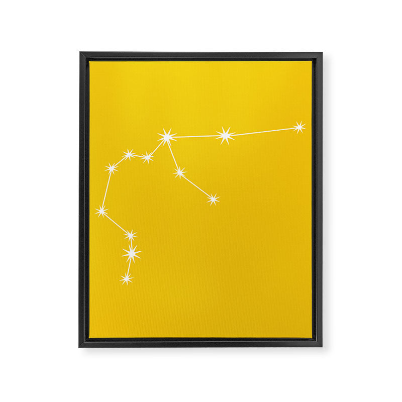 Aquarius Zodiac Star Constellation Line Art Bright Yellow Framed Canvas Print Gallery Image 8