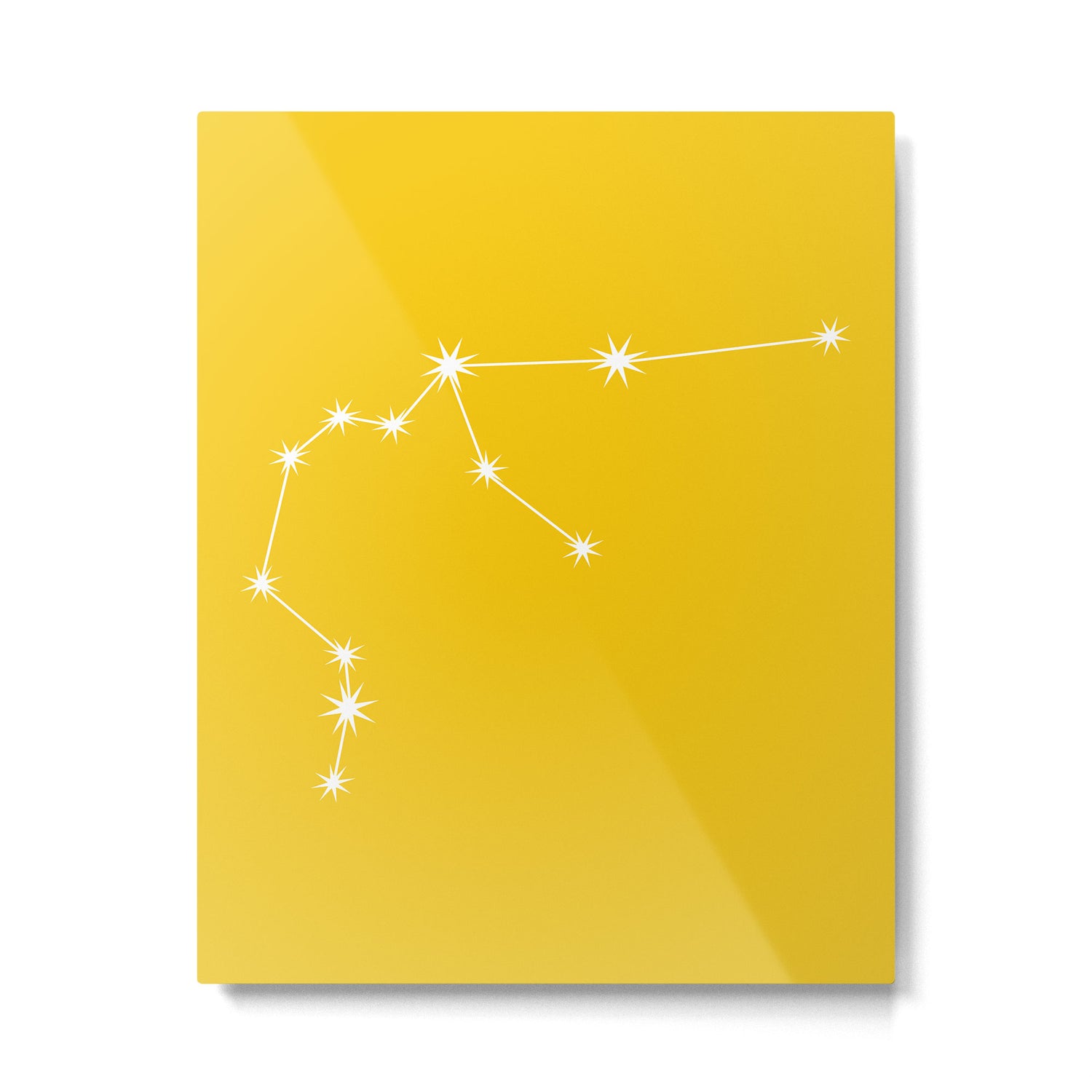 Aquarius Zodiac Star Constellation Line Art Bright Yellow Metal Print Gallery Image 6