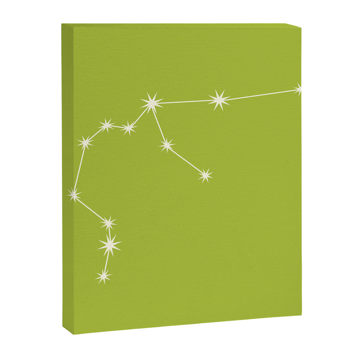 Aquarius Zodiac Star Constellation Line Art Chartreuse Green Canvas Print Gallery Image 1