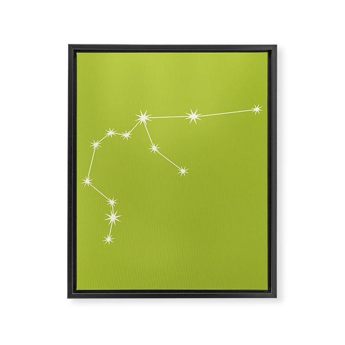 Aquarius Zodiac Star Constellation Line Art Chartreuse Green Framed Canvas Print Gallery Image 1
