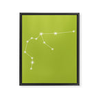 Aquarius Zodiac Star Constellation Line Art Chartreuse Green Framed Canvas Print Gallery Image 8