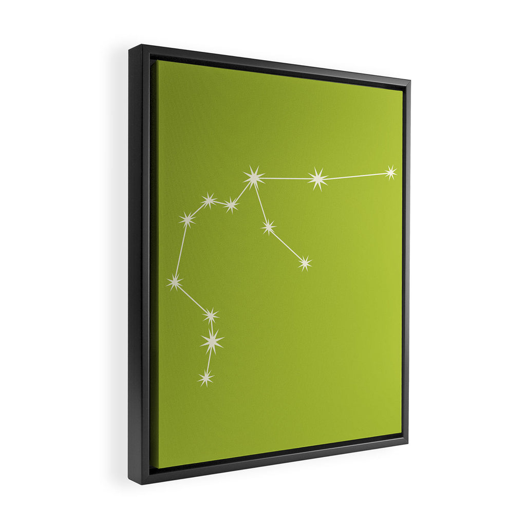 Aquarius Zodiac Star Constellation Line Art Chartreuse Green Framed Canvas Print Gallery Image 2