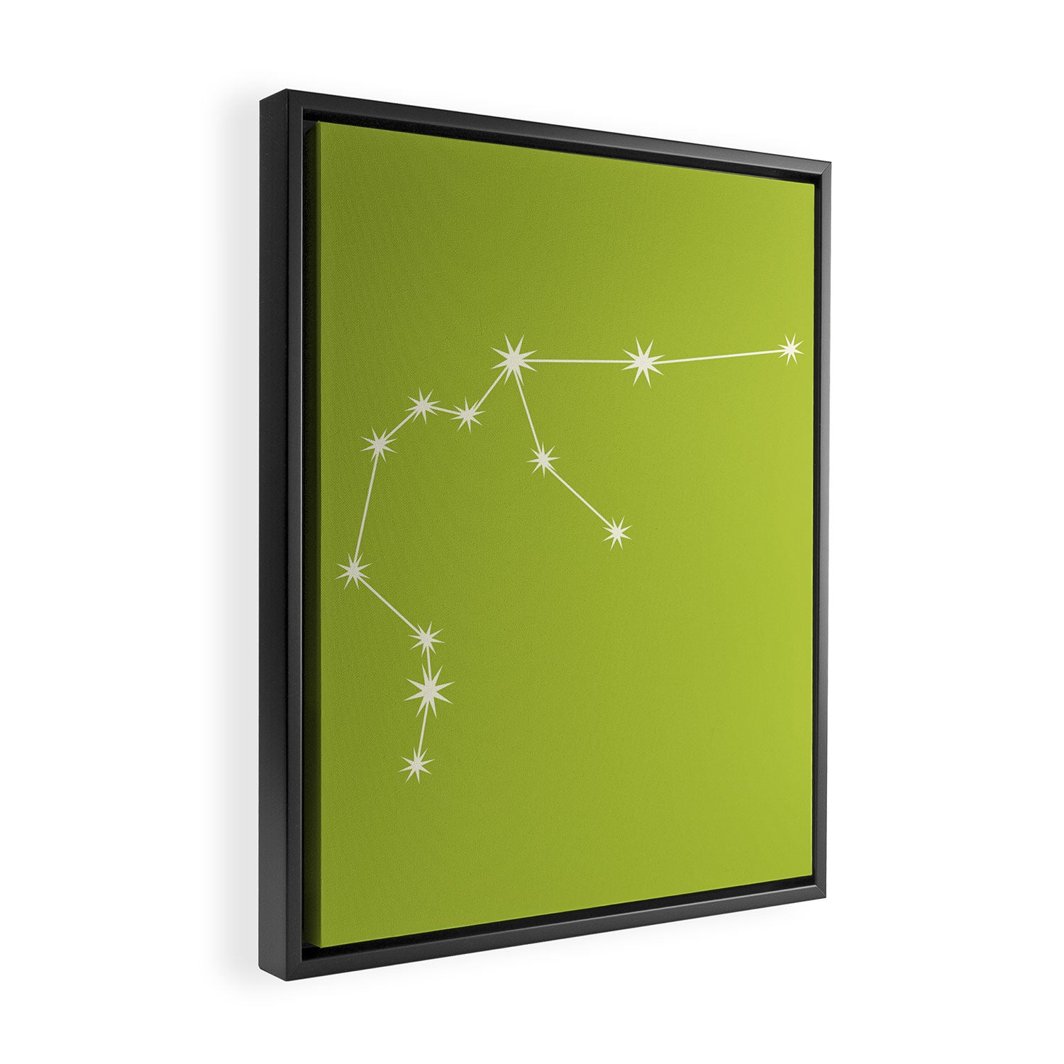Aquarius Zodiac Star Constellation Line Art Chartreuse Green Framed Canvas Print Gallery Image 2