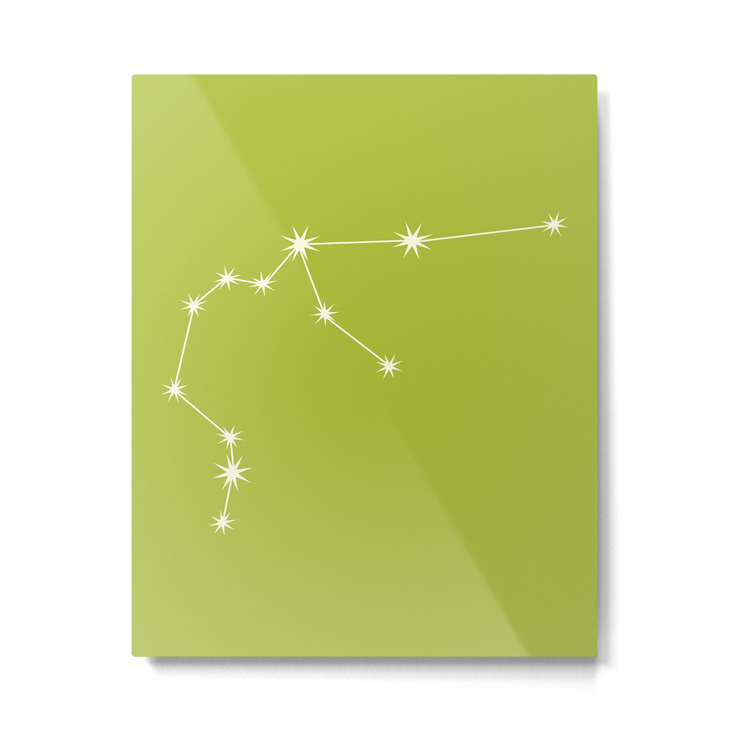 Aquarius Zodiac Star Constellation Line Art Chartreuse Green Metal Print Gallery Image 6
