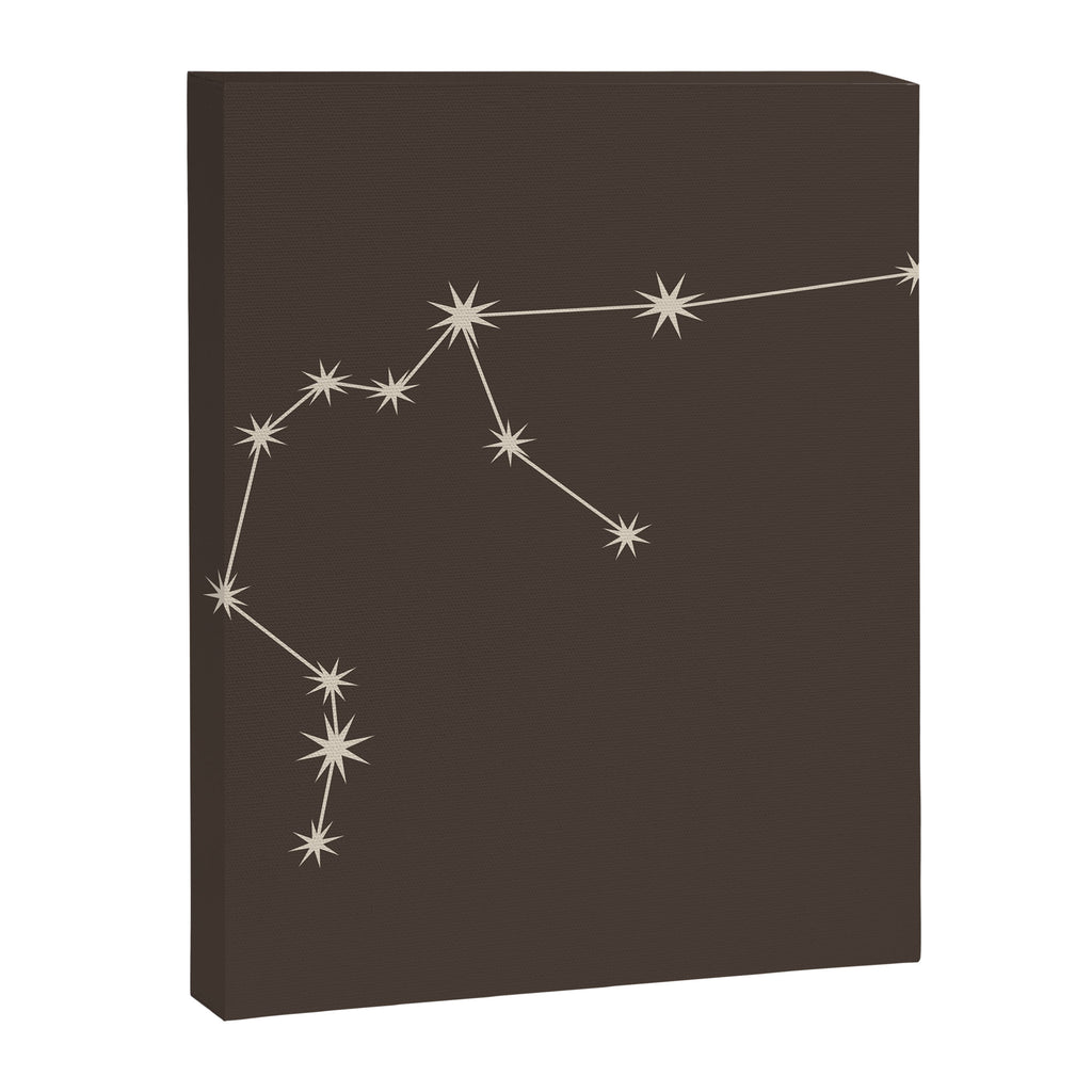 Aquarius Zodiac Star Constellation Line Art Coffee Brown Canvas Print Gallery Image 8