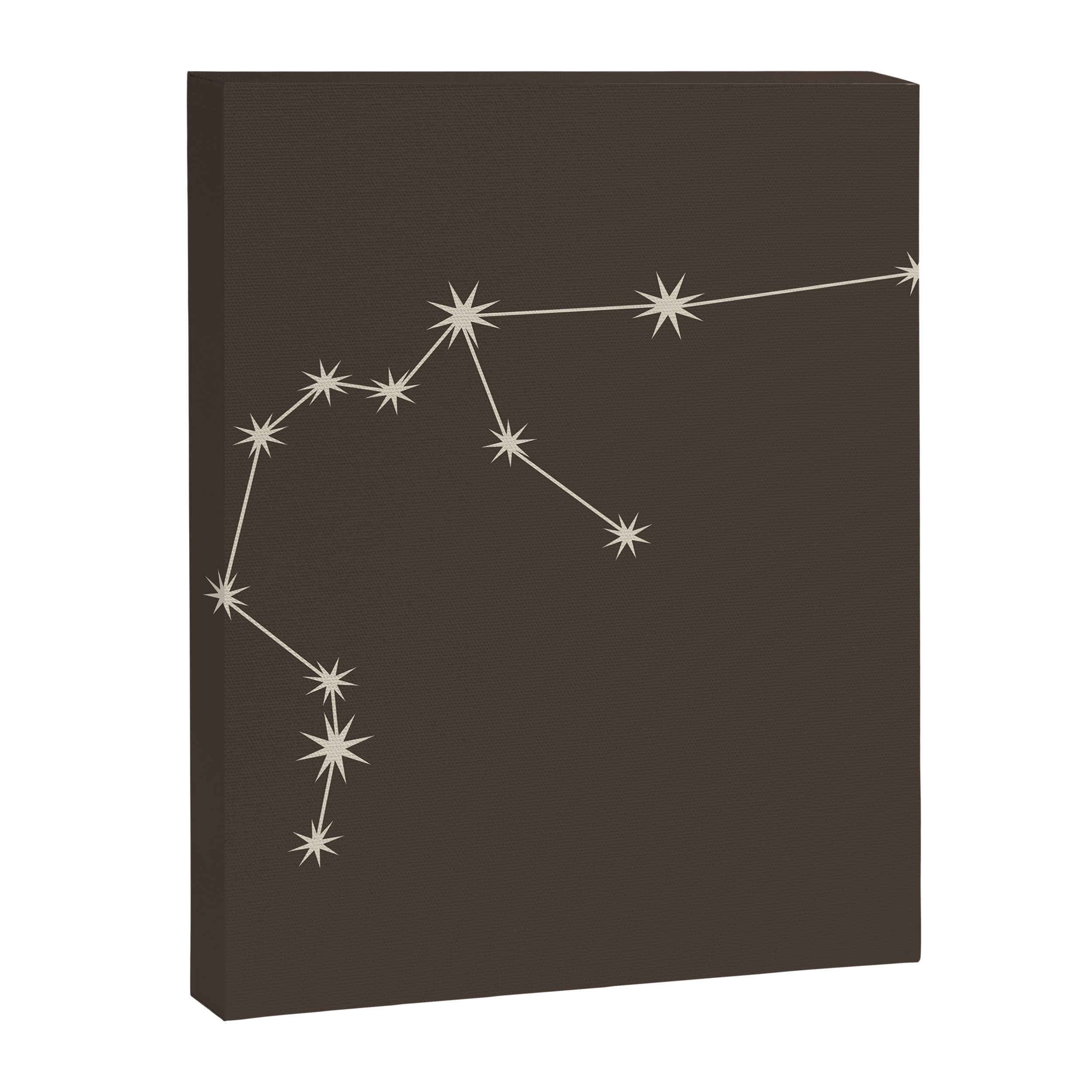 Aquarius Zodiac Star Constellation Line Art Coffee Brown Canvas Print Gallery Image 8