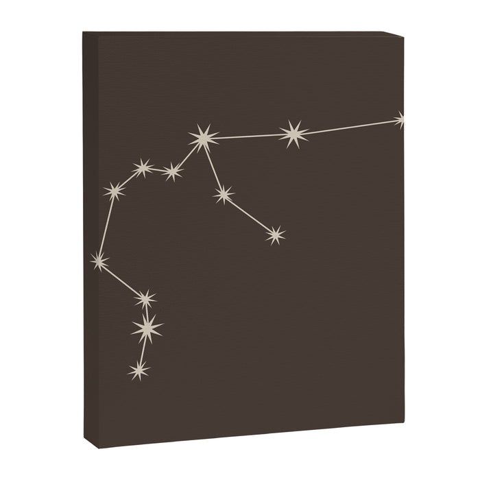 Aquarius Zodiac Star Constellation Line Art Coffee Brown Canvas Print Gallery Image 1