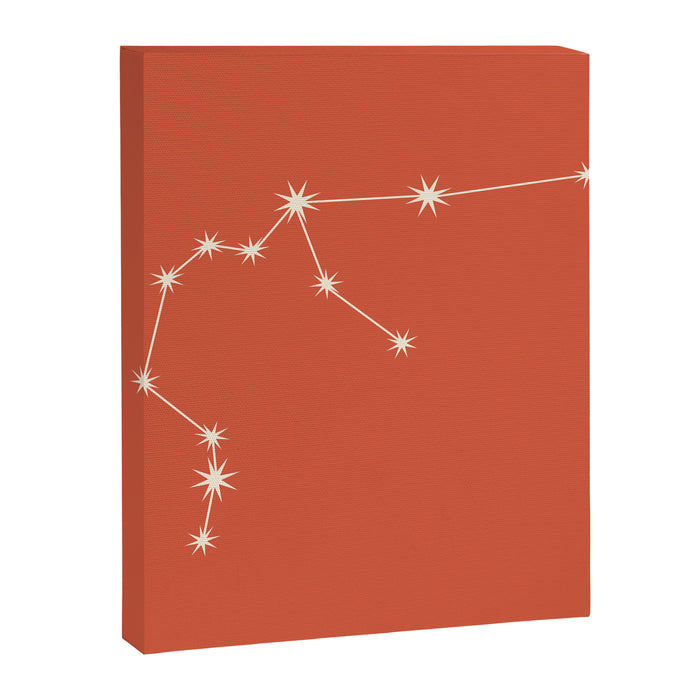 Aquarius Zodiac Star Constellation Line Art Coral Red Canvas Print Gallery Image 1