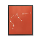 Aquarius Zodiac Star Constellation Line Art Coral Red Framed Canvas Print Gallery Image 8