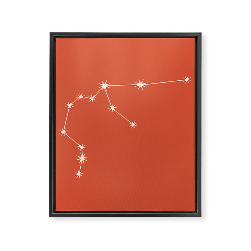 Aquarius Zodiac Star Constellation Line Art Coral Red Framed Canvas Print Gallery Image 8