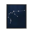 Aquarius Zodiac Star Constellation Line Art Dark Blue Framed Canvas Print Gallery Image 8