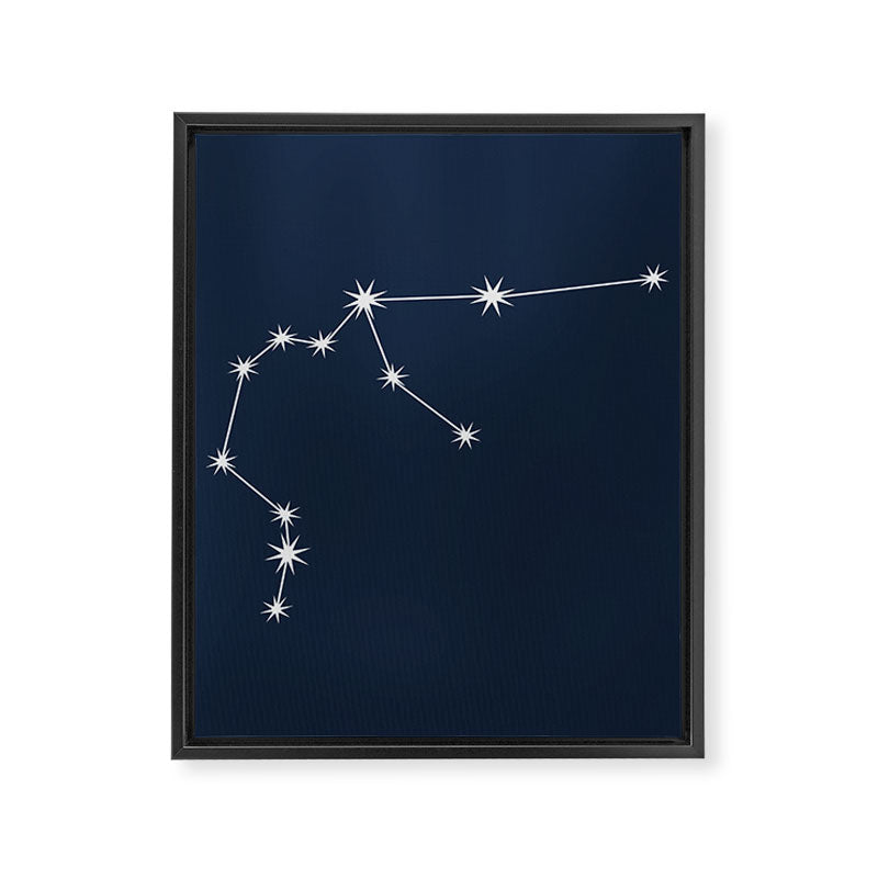 Aquarius Zodiac Star Constellation Line Art Dark Blue Framed Canvas Print Gallery Image 8