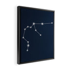 Aquarius Zodiac Star Constellation Line Art Dark Blue Framed Canvas Print Gallery Image 2