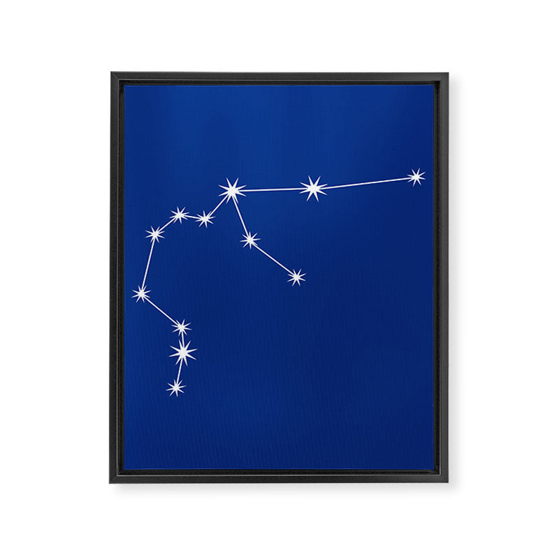 Aquarius Zodiac Star Constellation Line Art Dark Blue Framed Canvas Print Gallery Image 8
